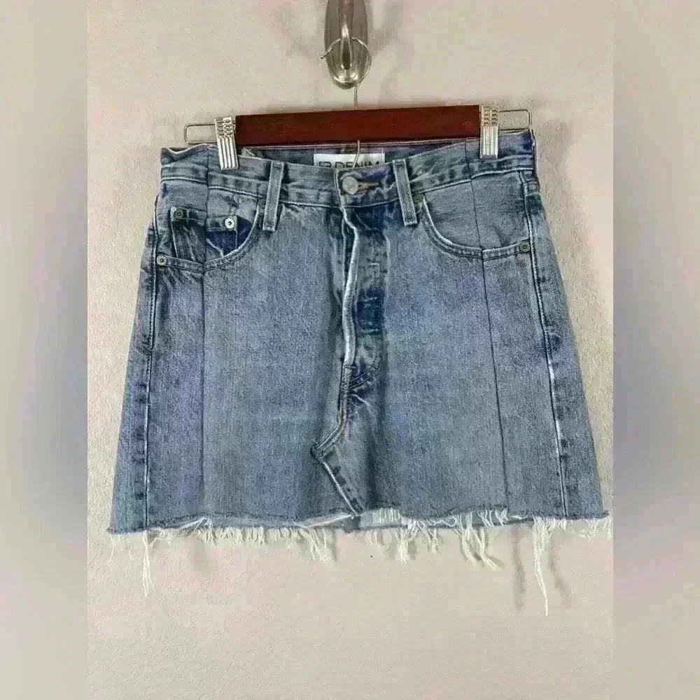 EB Denim Mini Skirt Light Wash Reclaimed Levi's Women's XS